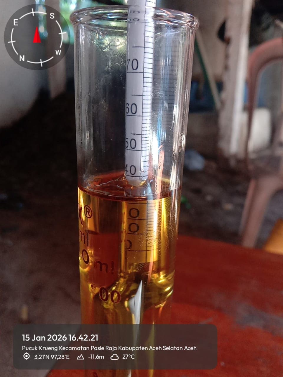 Specific gravity testing at source